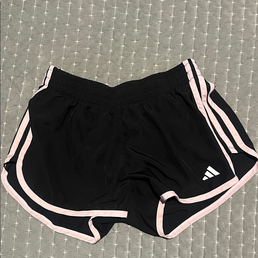 Adidas Women's Black Shorts with Pink Trim